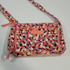 Vera Bradley Crossbody Bag Adjustable Strap Card Holder Pixie Confetti Pink